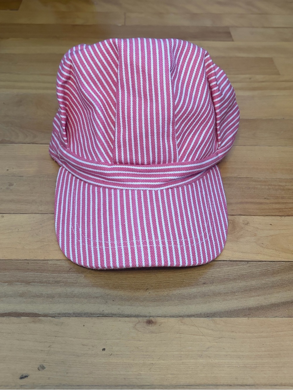 Striped Pink and White Cotton Cap